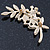 Blue Diamante Floral Brooch In Gold Plating - 50mm Length - view 5