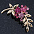 Pink Diamante Floral Brooch In Gold Plating - 50mm Length - view 5