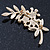 Pink Diamante Floral Brooch In Gold Plating - 50mm Length - view 6