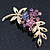 Purple Diamante Floral Brooch In Gold Plating - 50mm Length - view 4