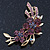 Amethyst Crystal Double Flower Brooch In Gold Plating - 55mm Length - view 4