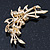 Amethyst Crystal Double Flower Brooch In Gold Plating - 55mm Length - view 5
