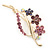 Pink/ Purple/ Violet Crystal 'Bunch Of Flowers' Brooch In Gold Plating - 62mm Length - view 2