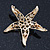 Clear Crystal 'Starfish' Brooch In Gold Plating - 48mm Width - view 2