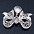 Luxurious CZ Purple/ Violet 'Bow' Charm Brooch In Rhodium Plated Metal - 70mm Width - view 8