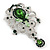 Statement Emerald Green/ Clear CZ Crystal Charm Brooch In Rhodium Plating - 11cm Length - view 3