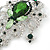 Statement Emerald Green/ Clear CZ Crystal Charm Brooch In Rhodium Plating - 11cm Length - view 7