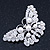 Simulated Pearl, Swarovski Crystal 'Butterfly' Brooch In Rhodium Plated Metal - 65mm Width - view 3