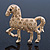 Gold Plated Textured Crystal 'Horse' Brooch - 55mm Width - view 1