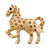 Gold Plated Textured Crystal 'Horse' Brooch - 55mm Width - view 5