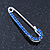 Small Sapphire Blue Coloured Crystal Scarf Pin Brooch In Rhodium Plating - 40mm Width - view 7