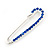 Small Sapphire Blue Coloured Crystal Scarf Pin Brooch In Rhodium Plating - 40mm Width - view 2