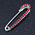 Small Red Crystal Scarf Pin Brooch In Rhodium Plating - 40mm Width - view 9