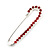 Small Red Crystal Scarf Pin Brooch In Rhodium Plating - 40mm Width - view 2