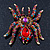 Large Multicoloured Swarovski Crystal Spider Brooch In Gold Plating - 55mm Length - view 2