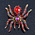 Large Multicoloured Swarovski Crystal Spider Brooch In Gold Plating - 55mm Length - view 4