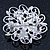 Clear Crystal Filigree Floral Brooch In Rhodium Plating - 43mm Diameter - view 3