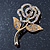 Small Classic Swarovski Crystal Open Rose Flower Brooch In Gold Plating - 40mm Across - view 2