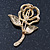 Small Classic Swarovski Crystal Open Rose Flower Brooch In Gold Plating - 40mm Across - view 4