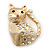 Clear Swarovski Crystal 'Cat' Brooch In Brushed Gold Finish - 45mm Length - view 4