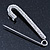Classic Large Clear Austrian Crystal Safety Pin Brooch In Rhodium Plating - 65mm Length - view 3