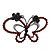 Ruby Red Coloured Crystal Double Butterfly Brooch In Gun Metal - 52mm