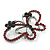 Ruby Red Coloured Crystal Double Butterfly Brooch In Gun Metal - 52mm - view 3