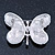 Pale Lavender Enamel Clear Crystal 'Butterfly' Brooch In Rhodium Plating - 47mm Width - view 4