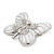 White Enamel Clear Crystal 'Butterfly' Brooch In Rhodium Plating - 47mm Width - view 3