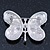 White Enamel Clear Crystal 'Butterfly' Brooch In Rhodium Plating - 47mm Width - view 4