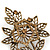 Vintage Filigree Citrine Crystal Floral Brooch In Antique Gold Metal - 8cm Length - view 4