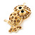 Cute Citrine Diamante 'Owl On The Branch' Brooch In Bright Gold Tone Metal - 45mm Length - view 5