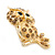 Cute Citrine Diamante 'Owl On The Branch' Brooch In Bright Gold Tone Metal - 45mm Length - view 7