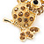 Cute Citrine Diamante 'Owl On The Branch' Brooch In Bright Gold Tone Metal - 45mm Length - view 8