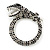 Black/ Hematite Crystal Coiled Snake Brooch In Silver Plating - 65mm Across - view 7
