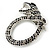 Black/ Hematite Crystal Coiled Snake Brooch In Silver Plating - 65mm Across - view 3