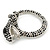 Black/ Hematite Crystal Coiled Snake Brooch In Silver Plating - 65mm Across - view 6