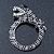Black/ Hematite Crystal Coiled Snake Brooch In Silver Plating - 65mm Across - view 8