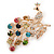 Large Multicoloured Swarovski Crystal 'Peacock' Brooch In Gold Plating - 70mm Width