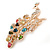 Large Multicoloured Swarovski Crystal 'Peacock' Brooch In Gold Plating - 70mm Width - view 3