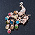 Large Multicoloured Swarovski Crystal 'Peacock' Brooch In Gold Plating - 70mm Width - view 2