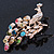 Large Multicoloured Swarovski Crystal 'Peacock' Brooch In Gold Plating - 70mm Width - view 7