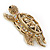 Stunning AB/ Champagne Swarovski Crystal 'Turtle' Brooch In Gold Plating - 62mm Length - view 5