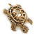 Stunning AB/ Champagne Swarovski Crystal 'Turtle' Brooch In Gold Plating - 62mm Length - view 7