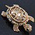 Stunning AB/ Champagne Swarovski Crystal 'Turtle' Brooch In Gold Plating - 62mm Length - view 8