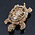 Stunning AB/ Champagne Swarovski Crystal 'Turtle' Brooch In Gold Plating - 62mm Length - view 9