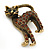 Adorable Diamante 'Cat' Brooch In Burn Gold Metal - 4cm Length - view 3