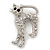 Adorable Diamante 'Cat' Brooch In Rhodium Plating - 4cm Length - view 4