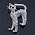 Adorable Diamante 'Cat' Brooch In Rhodium Plating - 4cm Length - view 3