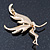 Gold Plated Pave Set Clear Crystal 'Fairy' Brooch - 50mm Length - view 4
